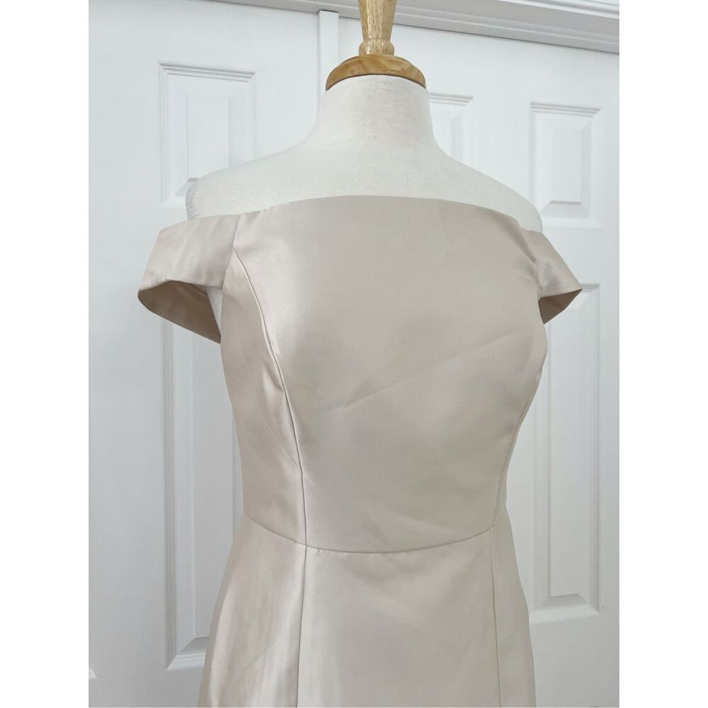 ALFRED SUNG Ivory Off-Shoulder Satin Maxi Dress - Picture 3 of 8